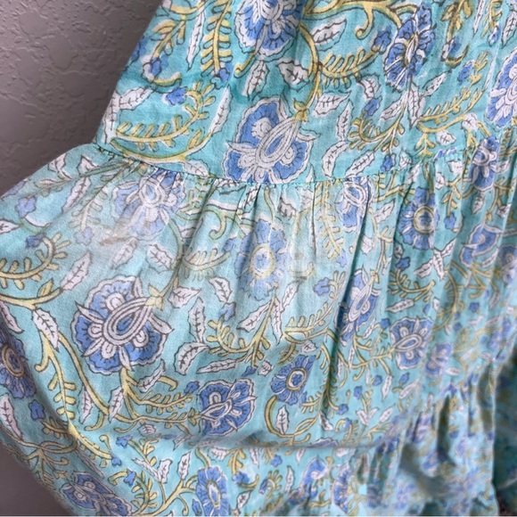 Rixo Kendall Maxi Dress XS Floral Print Sleeveless Ruffle Smock - Picture 9 of 11